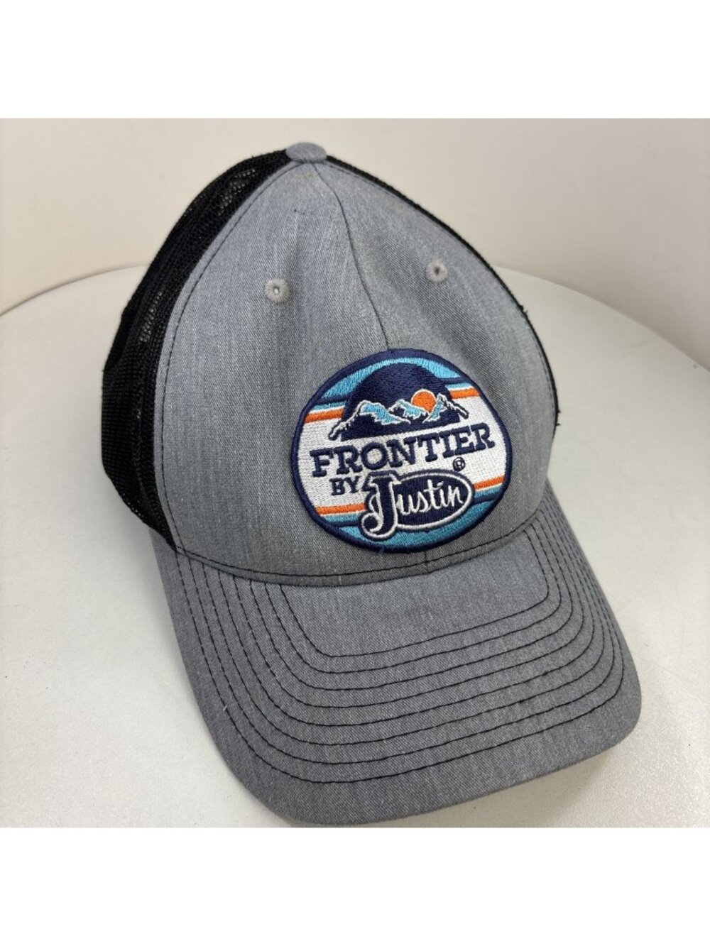 Frontier By Justin Snapback Trucker Hat Gray One Size Adjustable Richardson